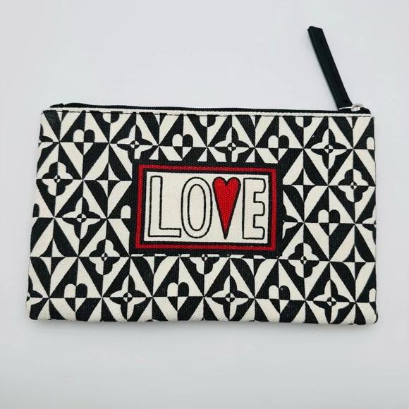 Brighton LOVE Zip Pouch Black White Geometric Canvas 9x5.5 - Picture 4 of 11